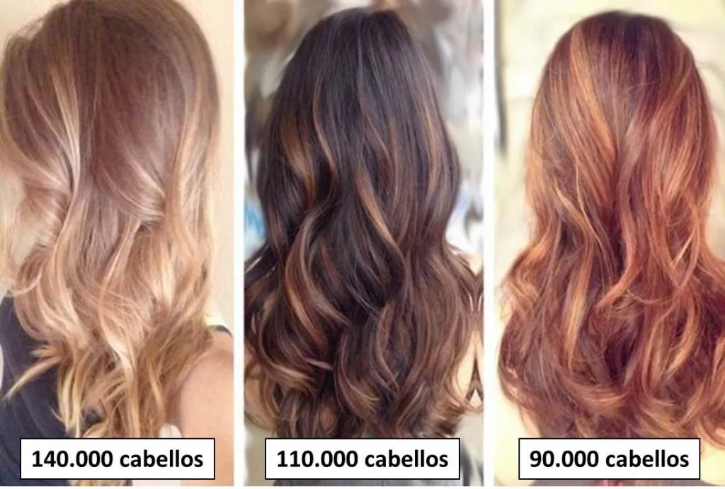 El número de cabellos totales puede variar dependiendo del color del cabello.